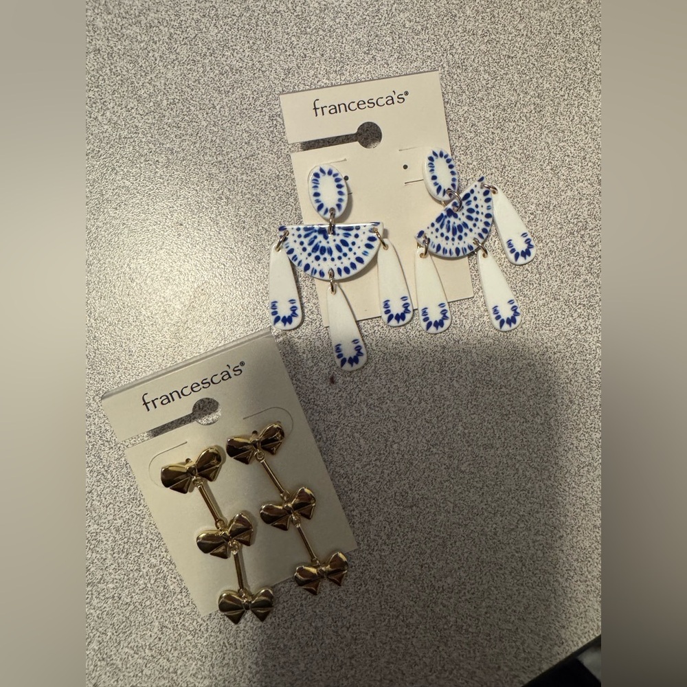 Francesca's Blue and Gold Earrings Set